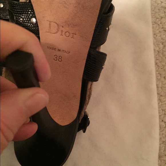 Dior sandals size 38 black studded slingback - Picture 10 of 13